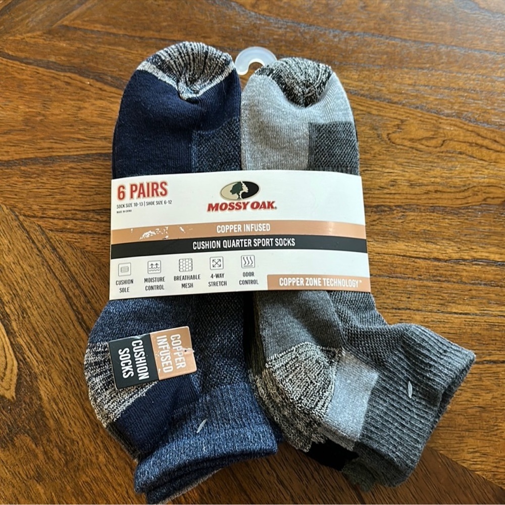 Mossy Oak Men's Copper Infused Cushion Socks
6 pairs